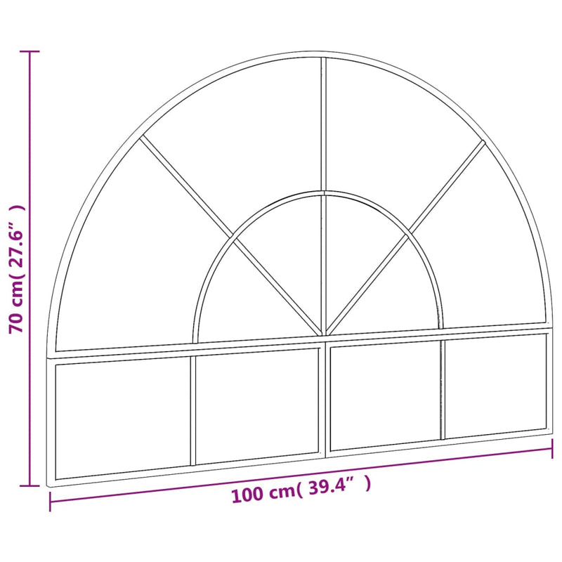 Wall Mirror Black 100x70 cm Arch Iron