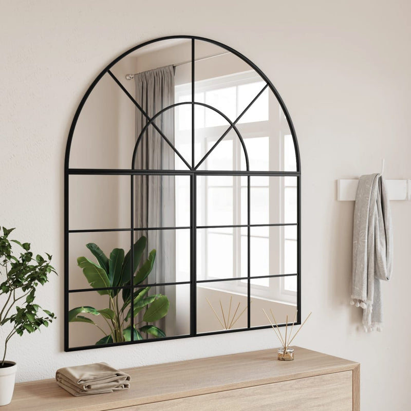 Wall Mirror Black 100x110 cm Arch Iron