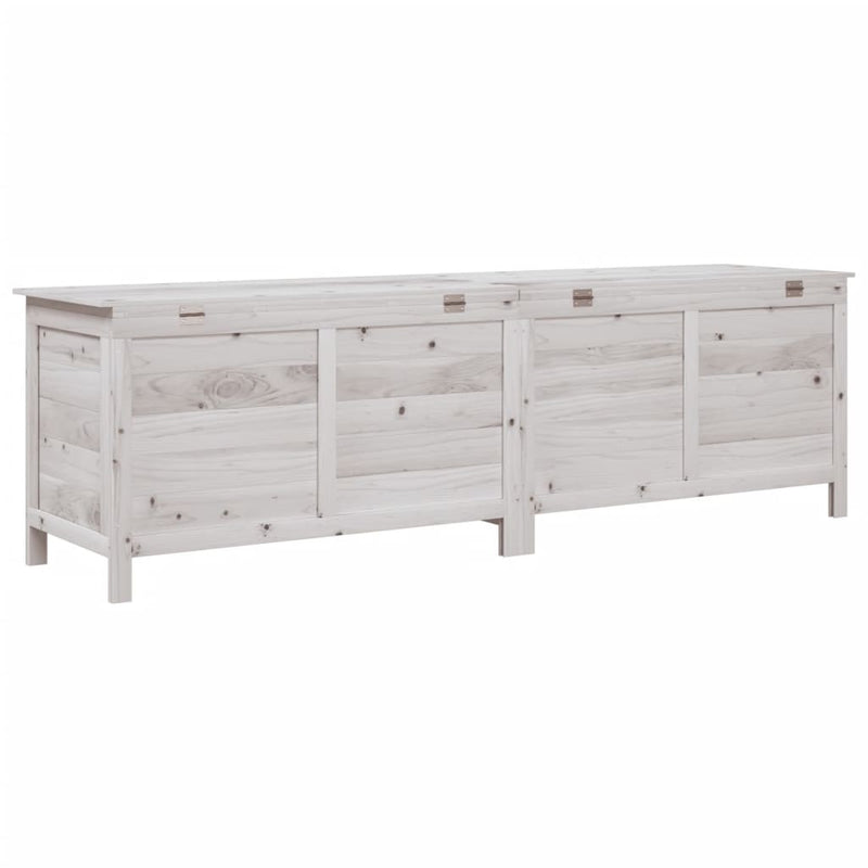 Garden Storage Box White 198.5x50x56.5 cm Solid Wood Fir