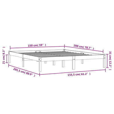 Bed Frame 150x200 cm Solid Wood Pine