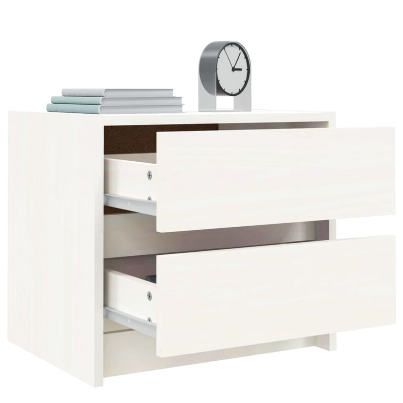 Bedside Cabinet White 40x31x35.5 cm Solid Wood Pine