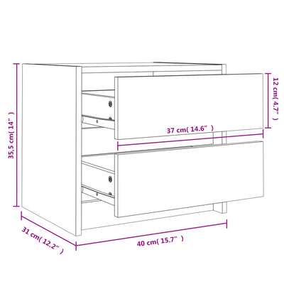 Bedside Cabinet White 40x31x35.5 cm Solid Wood Pine