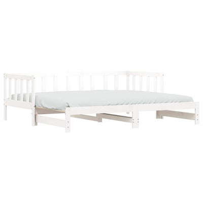 Day Bed with Trundle White 92x187 cm Single Size Solid Wood Pine