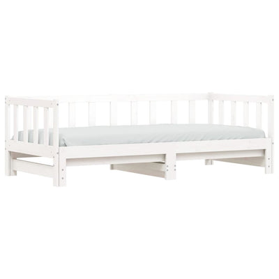 Day Bed with Trundle White 92x187 cm Single Size Solid Wood Pine