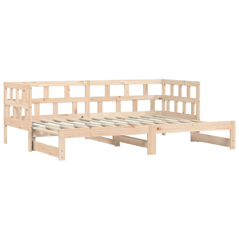 Daybed with Trundle 92x187 cm Single Size Solid Wood Pine