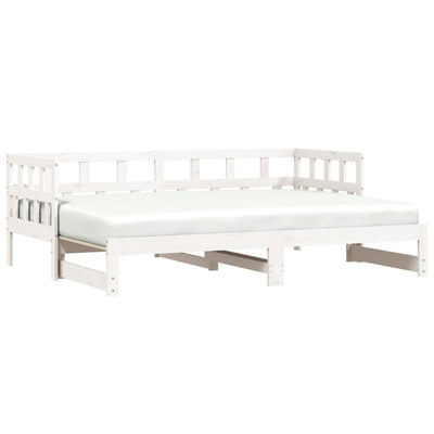 Daybed with Trundle White 92x187 cm Single Size Solid Wood Pine