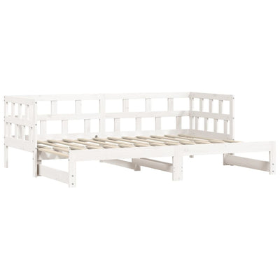 Daybed with Trundle without Mattress White 90x190 cm Solid Wood