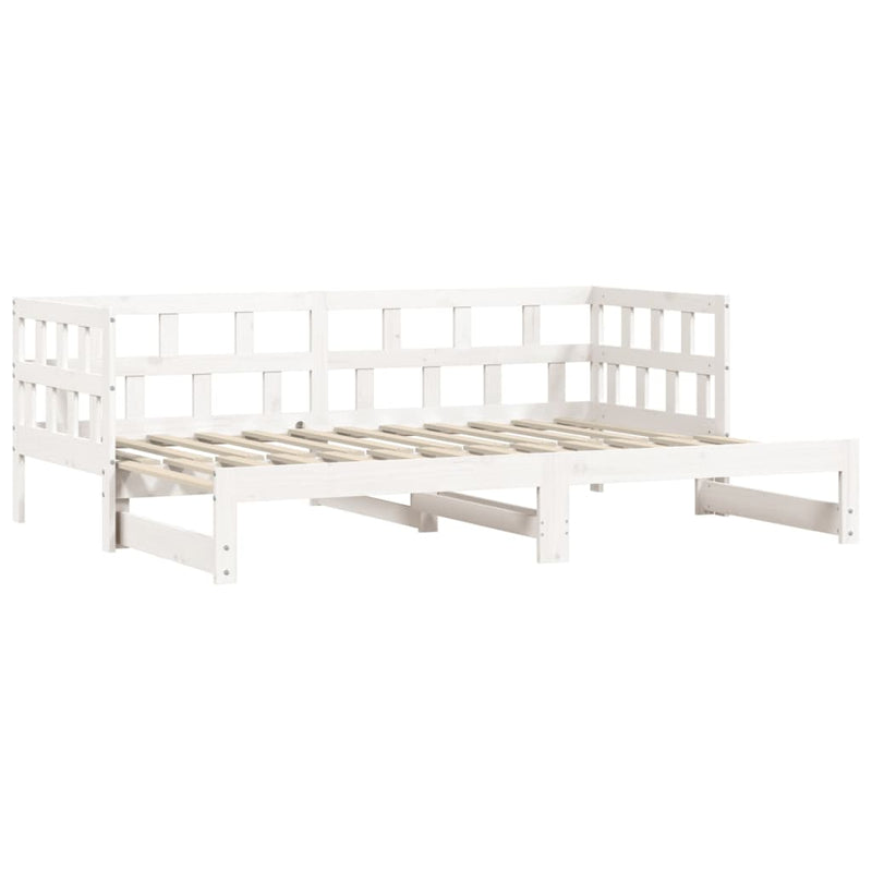 Daybed with Trundle without Mattress White 90x190 cm Solid Wood