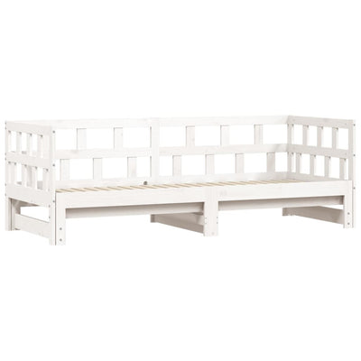 Daybed with Trundle White 92x187 cm Single Size Solid Wood Pine