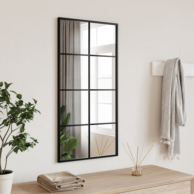 Wall Mirror Black 40x80 cm Rectangle Iron