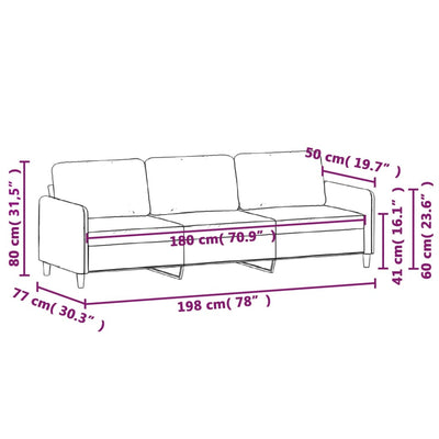 3-Seater Sofa Dark Grey Fabric 180 cm