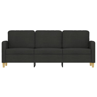 3-Seater Sofa Black Fabric 180 cm