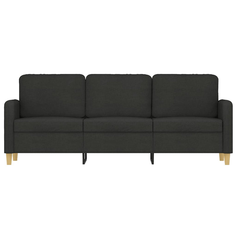 3-Seater Sofa Black Fabric 180 cm