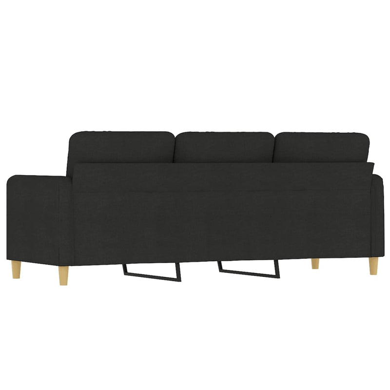 3-Seater Sofa Black Fabric 180 cm