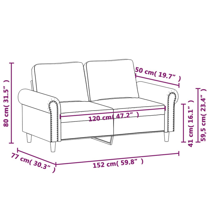 2-Seater Sofa Dark Grey 120 cm Velvet