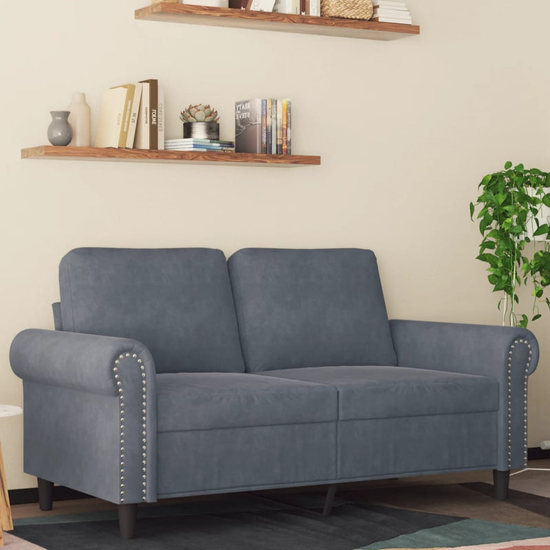 2-Seater Sofa Dark Grey 120 cm Velvet