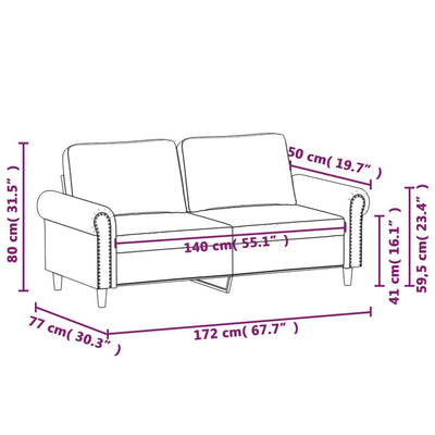 2-Seater Sofa Dark Grey 140 cm Velvet