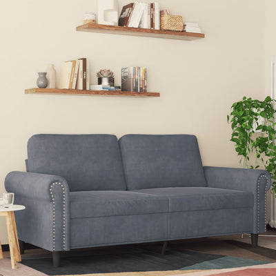 2-Seater Sofa Dark Grey 140 cm Velvet