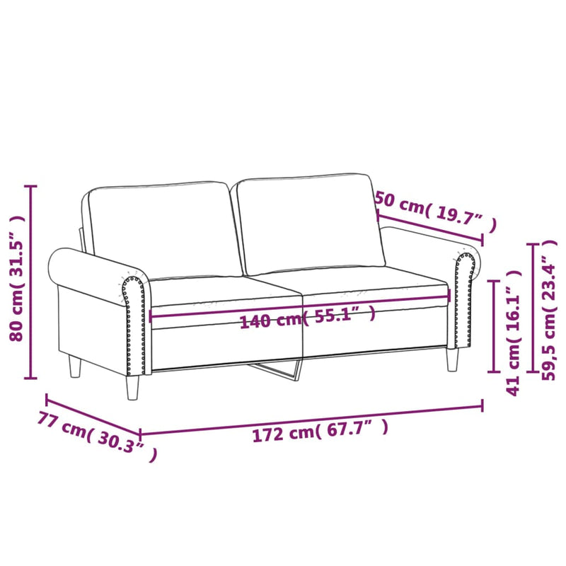 2-Seater Sofa Black 140 cm Velvet