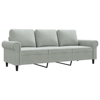 3-Seater Sofa Light Grey 180 cm Velvet