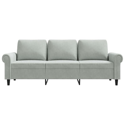 3-Seater Sofa Light Grey 180 cm Velvet