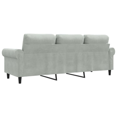 3-Seater Sofa Light Grey 180 cm Velvet