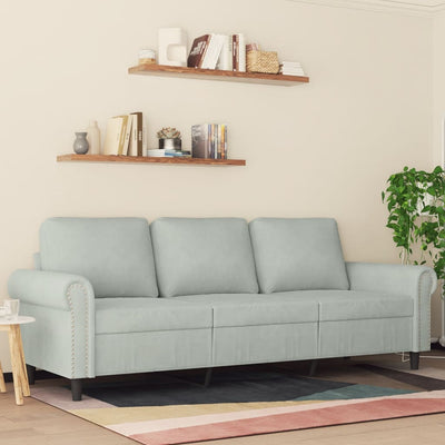 3-Seater Sofa Light Grey 180 cm Velvet