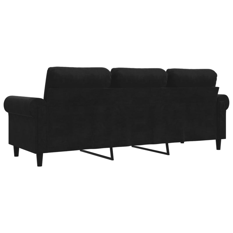 3-Seater Sofa Black 180 cm Velvet