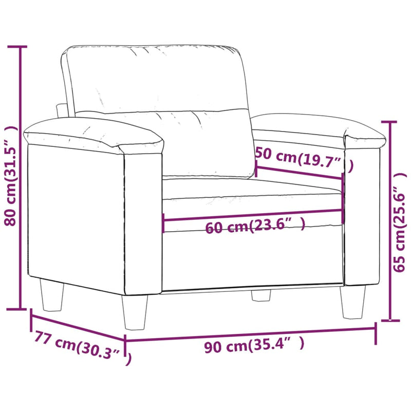 Sofa Chair Dark Grey 60 cm Microfibre Fabric