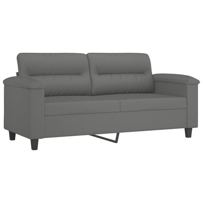 2-Seater Sofa Dark Grey 140 cm Microfibre Fabric