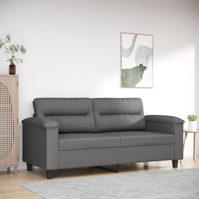 2-Seater Sofa Dark Grey 140 cm Microfibre Fabric