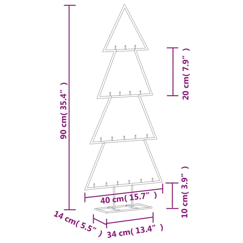 Metal Christmas Tree for Decoration Black 90 cm