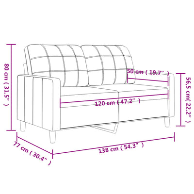 2-Seater Sofa Dark Grey 120 cm Fabric