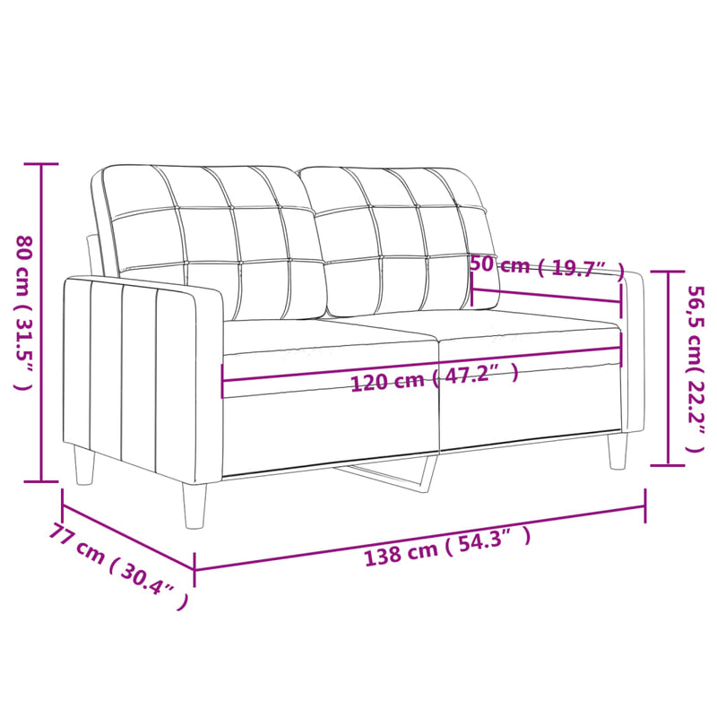 2-Seater Sofa Dark Grey 120 cm Fabric