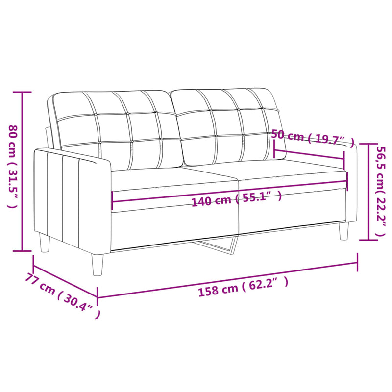 2-Seater Sofa Dark Grey 140 cm Fabric