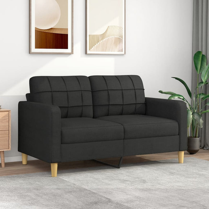 2-Seater Sofa Black 140 cm Fabric