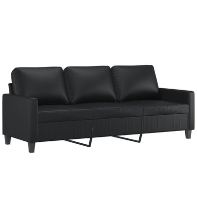 3-Seater Sofa Black 180 cm Faux Leather