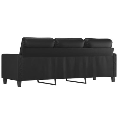 3-Seater Sofa Black 180 cm Faux Leather