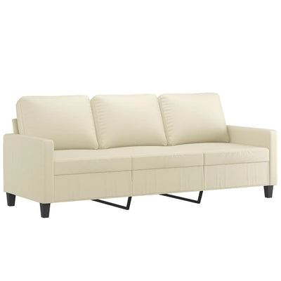 3-Seater Sofa Cream 180 cm Faux Leather