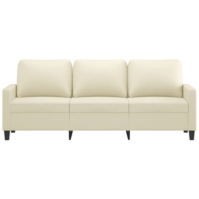 3-Seater Sofa Cream 180 cm Faux Leather