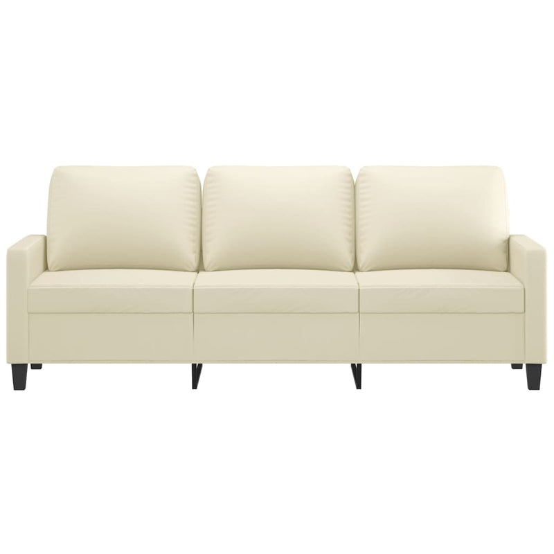 3-Seater Sofa Cream 180 cm Faux Leather