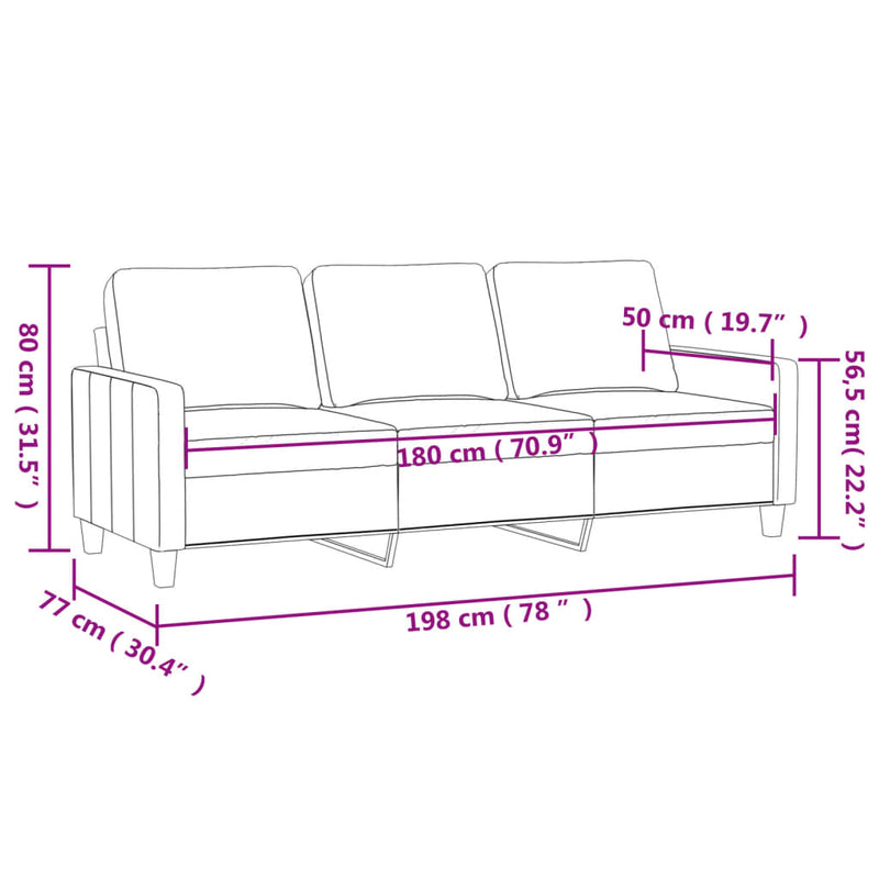 3-Seater Sofa Cream 180 cm Faux Leather