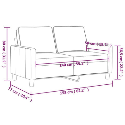 2-Seater Sofa Light Grey 140 cm Fabric