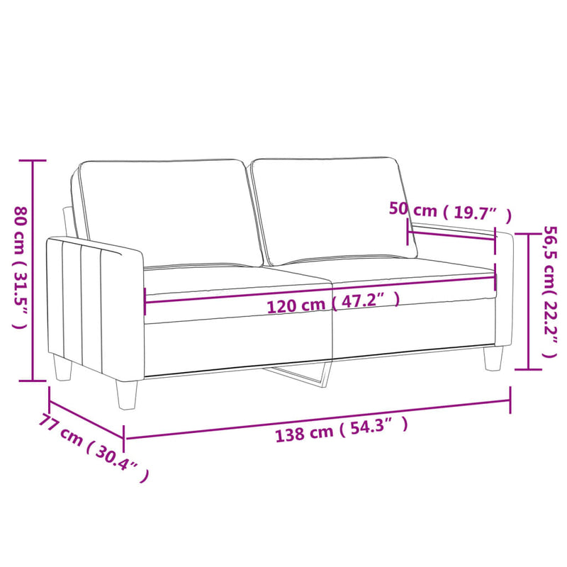 2-Seater Sofa Black 120 cm Velvet