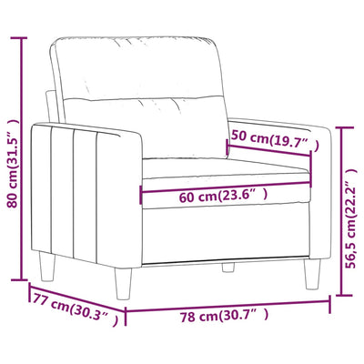 Sofa Chair Light Grey 60 cm Fabric