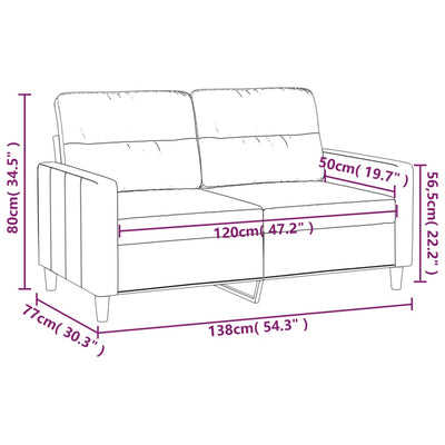 2-Seater Sofa Black 120 cm Fabric