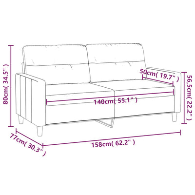 2-Seater Sofa Dark Grey 140 cm Fabric