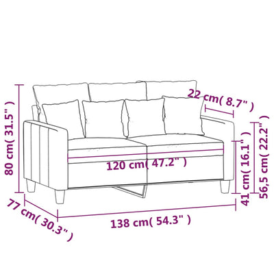 2-Seater Sofa Dark Grey 120 cm Fabric