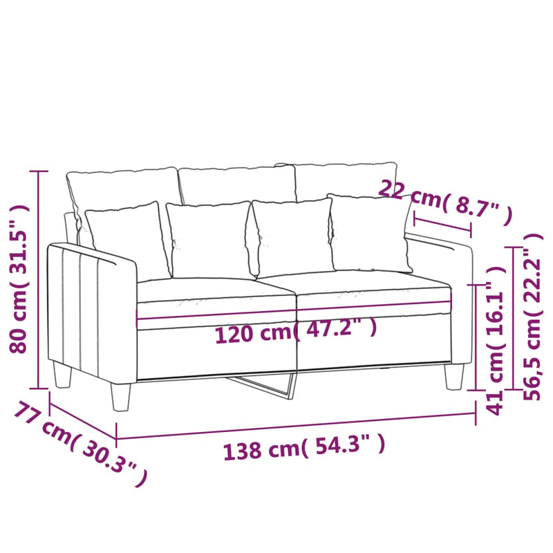 2-Seater Sofa Dark Grey 120 cm Fabric