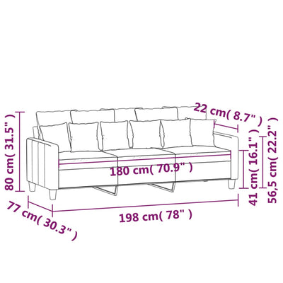 3-Seater Sofa Light Grey 180 cm Fabric